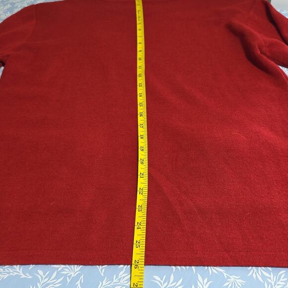 VTG Women Sz M Red Sweater 80s 90s Floral Beads Embroidered Wool Blend Crew Neck - Picture 9 of 11